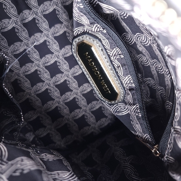 Madison West Grey Leather Weave Gold Chain Handbag / Shoulder / Crossbo… - Picture 9 of 10